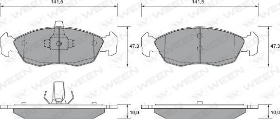 Ween 151-1787 - Гальмівні колодки, дискові гальма autocars.com.ua