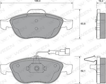 Ween 151-1796 - Гальмівні колодки, дискові гальма autocars.com.ua