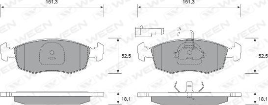 Ween 151-1800 - Тормозные колодки, дисковые, комплект autodnr.net