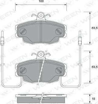 Ween 151-1860 - Гальмівні колодки, дискові гальма autocars.com.ua