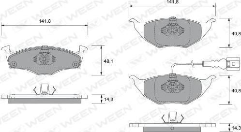 Ween 151-1888 - Тормозные колодки, дисковые, комплект autodnr.net