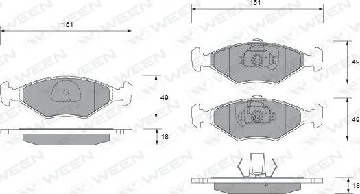 Ween 151-1927 - Гальмівні колодки, дискові гальма autocars.com.ua