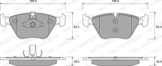 Ween 151-1960 - Тормозные колодки, дисковые, комплект avtokuzovplus.com.ua