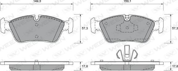 Ween 151-1992 - Гальмівні колодки, дискові гальма autocars.com.ua