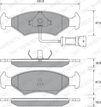 Ween 151-2055 - Гальмівні колодки, дискові гальма autocars.com.ua