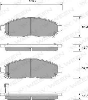 Ween 151-2095 - Тормозные колодки, дисковые, комплект avtokuzovplus.com.ua