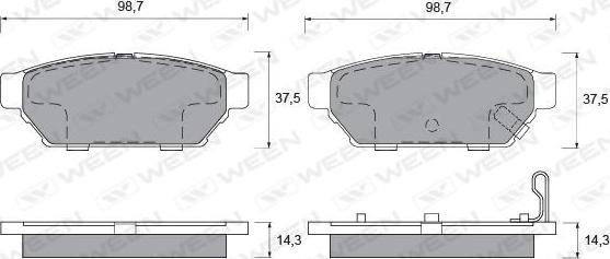 Ween 151-2107 - Тормозные колодки дисковые задние MITSUBISHI Carisma DA  Colt IV  Lancer V  Mirage autodnr.net