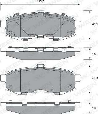 Ween 151-2117 - Тормозные колодки, дисковые, комплект avtokuzovplus.com.ua