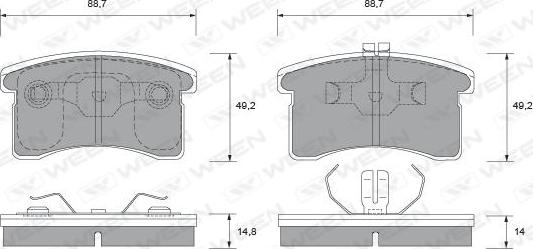 Ween 151-2138 - Гальмівні колодки, дискові гальма autocars.com.ua