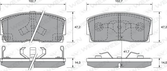 Ween 151-2166 - Тормозные колодки, дисковые, комплект autodnr.net