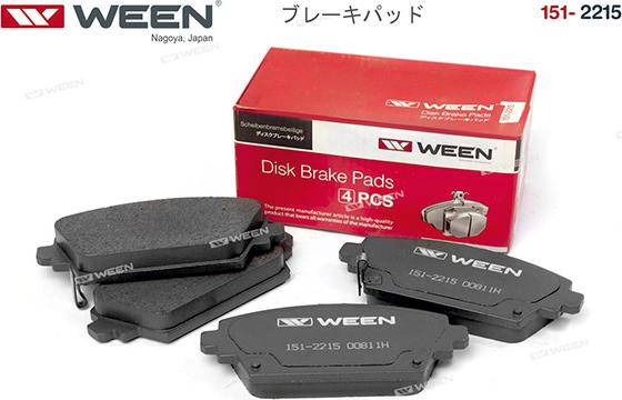 Ween 151-2215 - Тормозные колодки, дисковые, комплект avtokuzovplus.com.ua