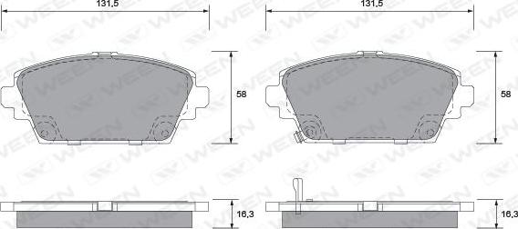 Ween 151-2215 - Тормозные колодки, дисковые, комплект avtokuzovplus.com.ua