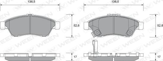 Ween 151-2263 - Тормозные колодки, дисковые, комплект avtokuzovplus.com.ua