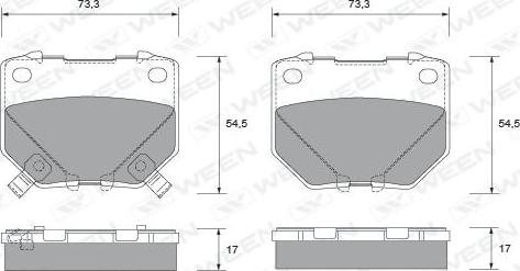 Ween 151-2277 - Гальмівні колодки, дискові гальма autocars.com.ua