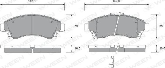 Ween 151-2290 - Гальмівні колодки, дискові гальма autocars.com.ua