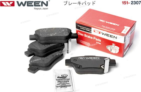 Ween 151-2307 - Тормозные колодки дисковые задние TOYOTA Avensis T250  Verso  Alphard H2  Previa R3 autodnr.net