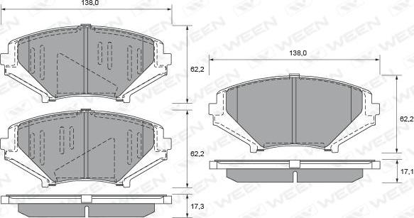 Ween 151-2319 - Тормозные колодки, дисковые, комплект avtokuzovplus.com.ua