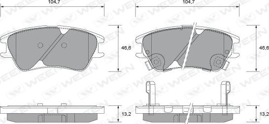 Ween 151-2340 - Тормозные колодки, дисковые, комплект avtokuzovplus.com.ua