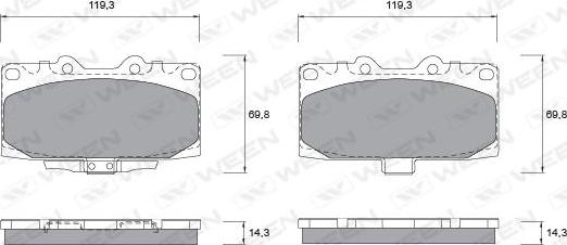 Ween 151-2574 - Тормозные колодки, дисковые, комплект avtokuzovplus.com.ua