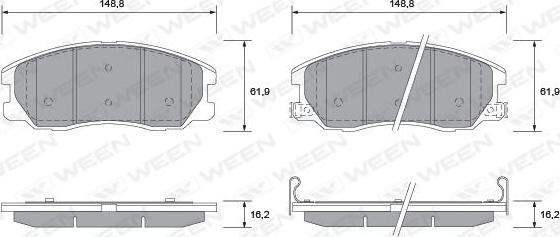 Ween 151-2595 - Гальмівні колодки, дискові гальма autocars.com.ua