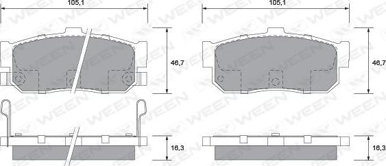 Ween 151-2604 - Тормозные колодки, дисковые, комплект avtokuzovplus.com.ua