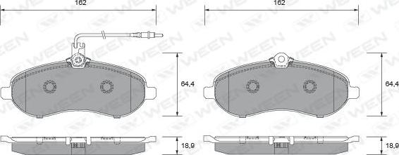 Ween 151-2651 - Тормозные колодки, дисковые, комплект avtokuzovplus.com.ua