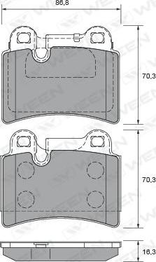 Ween 151-2654 - Тормозные колодки, дисковые, комплект avtokuzovplus.com.ua