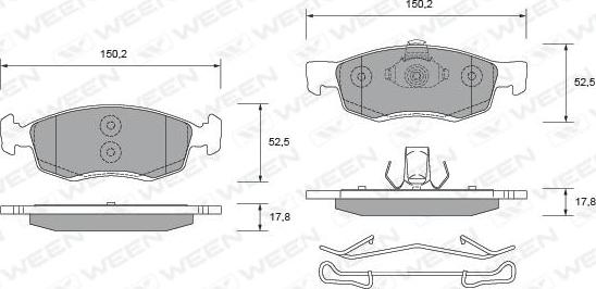 Ween 151-2673 - Гальмівні колодки, дискові гальма autocars.com.ua