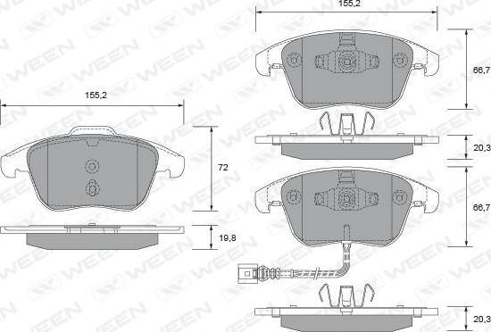 Ween 151-2682 - Тормозные колодки, дисковые, комплект avtokuzovplus.com.ua