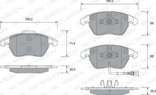 Ween 151-2710 - Гальмівні колодки, дискові гальма autocars.com.ua