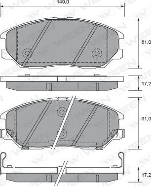 Ween 151-2719 - Гальмівні колодки, дискові гальма autocars.com.ua