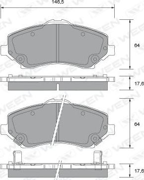 Ween 151-2726 - Гальмівні колодки, дискові гальма autocars.com.ua