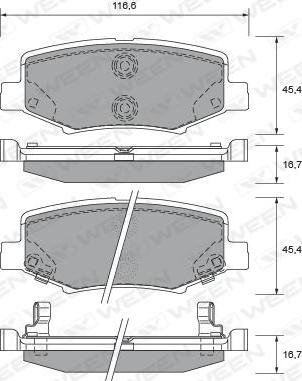 Ween 151-2727 - Тормозные колодки, дисковые, комплект autodnr.net