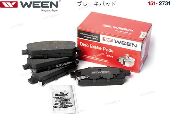 Ween 151-2731 - Тормозные колодки дисковые задние CHEVROLET Aveo III T300  Cruze J300  J305  J308  Orlando  Trac autodnr.net