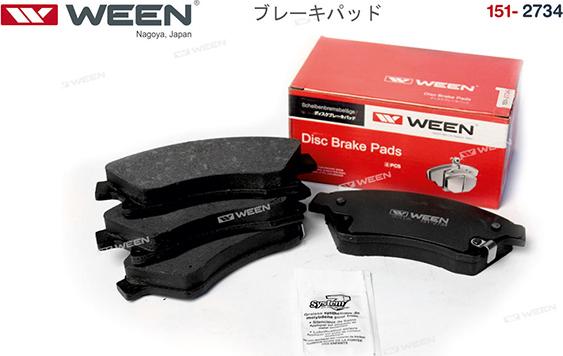 Ween 151-2734 - Тормозные колодки, дисковые, комплект avtokuzovplus.com.ua