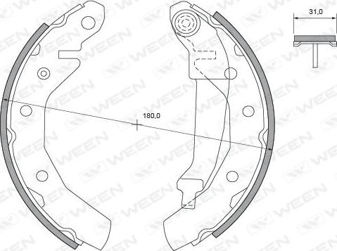 Ween 152-2026 - Комплект гальм, барабанний механізм autocars.com.ua