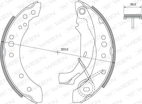 Ween 152-2038 - Комплект тормозных колодок, барабанные autodnr.net