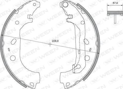 Ween 152-2128 - Комплект тормозных колодок, барабанные autodnr.net