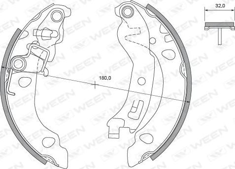 Ween 152-2130 - Комплект гальм, барабанний механізм autocars.com.ua