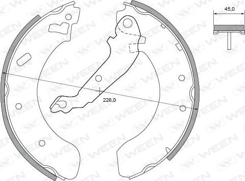 Ween 152-2209 - Комплект гальм, барабанний механізм autocars.com.ua