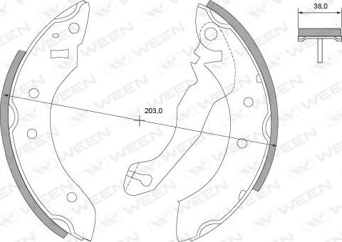 Ween 152-2218 - Комплект тормозных колодок, барабанные avtokuzovplus.com.ua