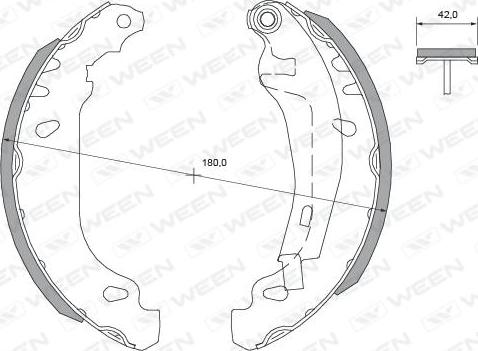 Ween 152-2298 - Комплект тормозных колодок, барабанные autodnr.net