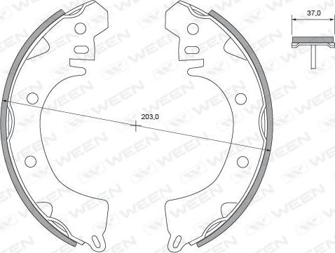Ween 152-2304 - Комплект тормозных колодок, барабанные autodnr.net