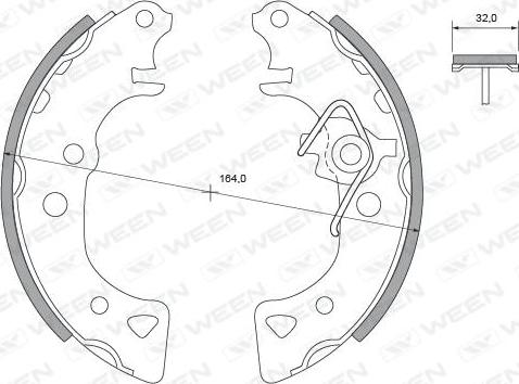 Ween 152-2323 - Комплект тормозных колодок, барабанные avtokuzovplus.com.ua