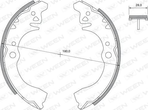 Ween 152-2327 - Комплект тормозных колодок, барабанные autodnr.net