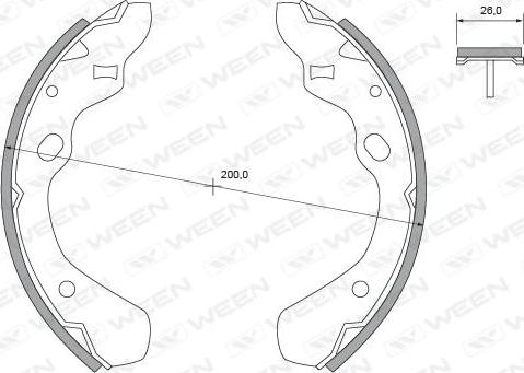 Ween 152-2332 - Комплект тормозных колодок, барабанные avtokuzovplus.com.ua