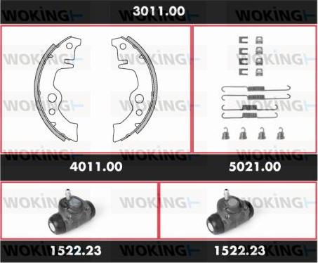 Woking 3011.00 - Комплект гальм, барабанний механізм autocars.com.ua