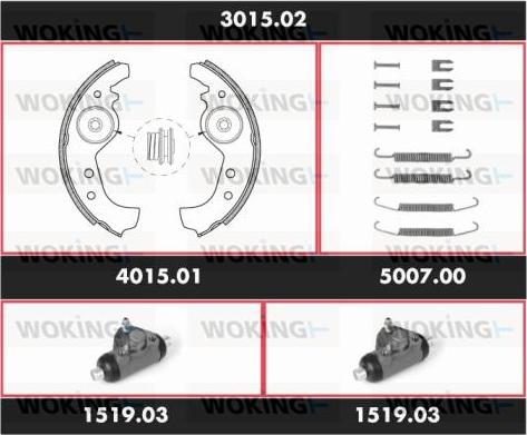 Woking 3015.02 - Комплект тормозных колодок, барабанные avtokuzovplus.com.ua