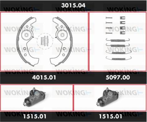 Woking 3015.04 - Комплект гальм, барабанний механізм autocars.com.ua