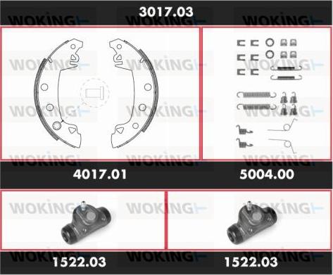 Woking 3017.03 - Комплект гальм, барабанний механізм autocars.com.ua